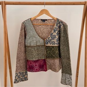 Boston Proper vintage patchwork sweater / top / shirt !! Hippy vibes